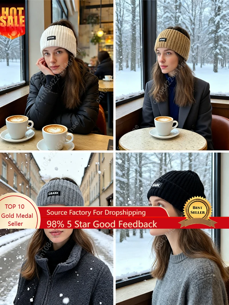 

2 pieces of winter knitted headbands - for outdoor activities, skiing and hiking, cycling, indoor, soft and warm women's solid c