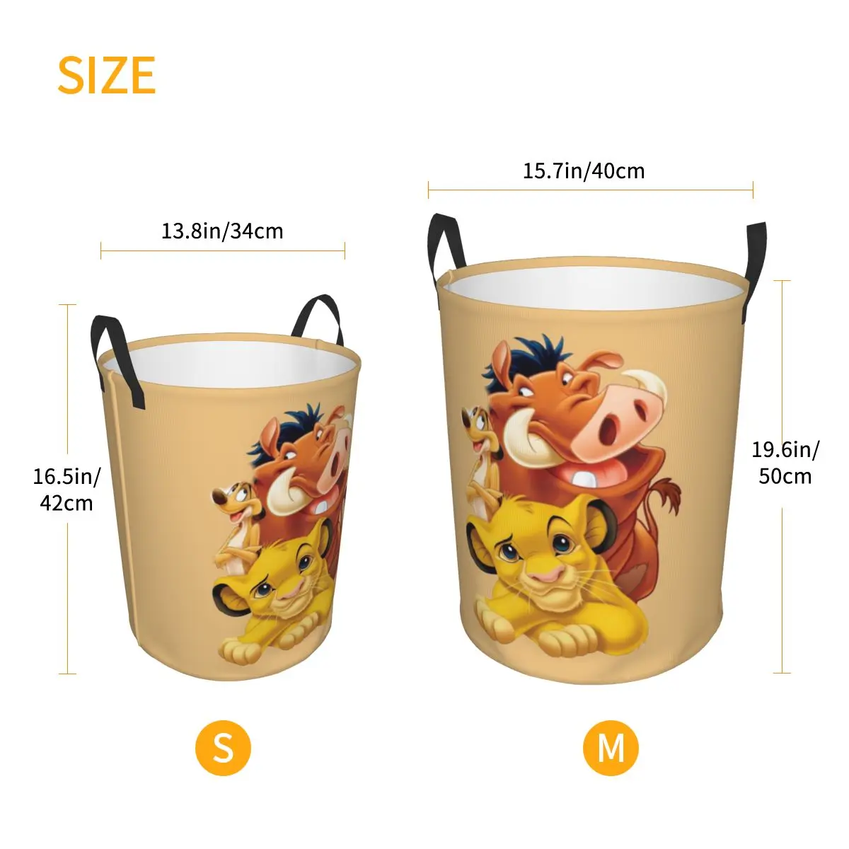 Customized Hakuna Matata The Lion King Laundry Basket Collapsible Large Clothing Storage Bin Simba Pumbaa Cartoon Baby Hamper