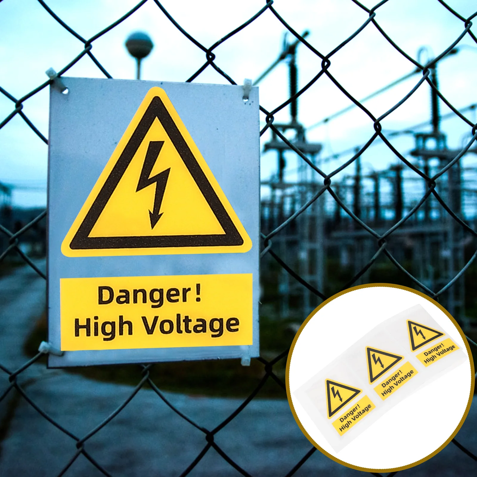 5 Pcs Reflective Equipment Safety High Voltage Warning Label Stickers Car Fire Action Notice Sign Rigid Caution