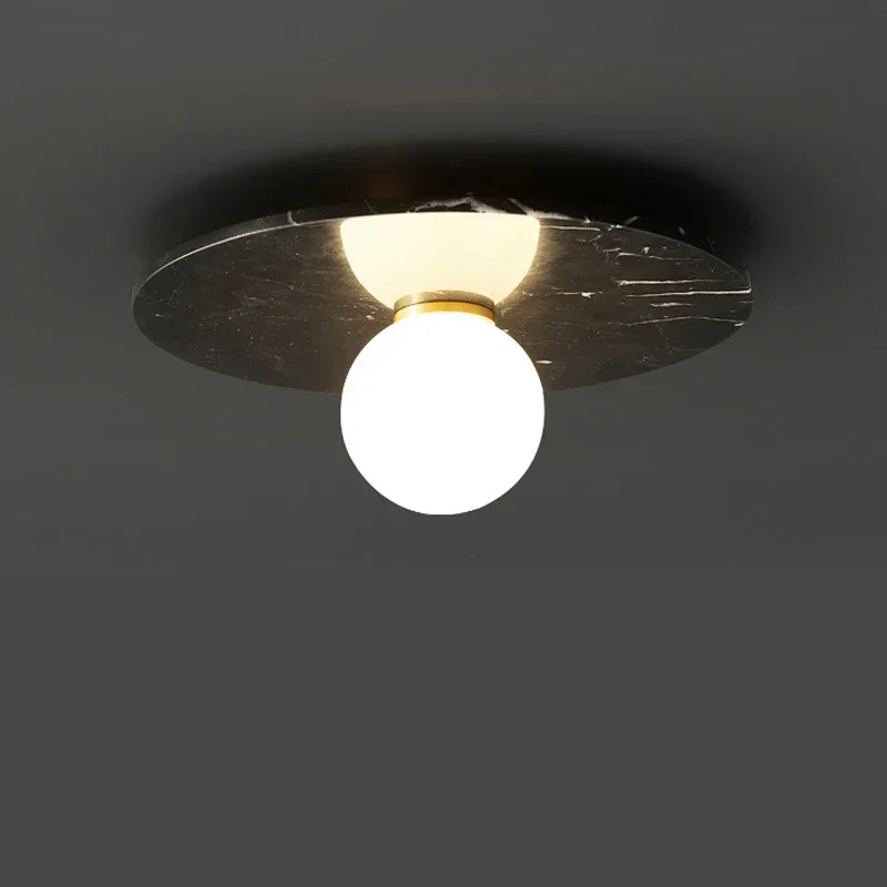 Nordic White Black Green Stone Aisle Corridor Lamp Marble Ceiling Light for Home Decor Living Room Bedroom Marble Lighting