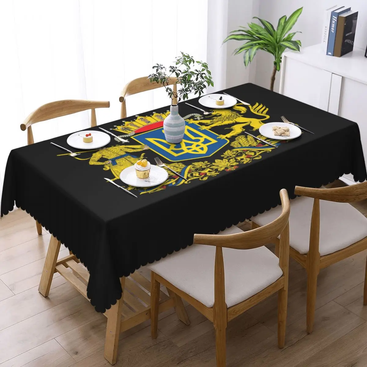 Customized Rectangular Coat Of Arms Ukraine Tablecloth Fit 40