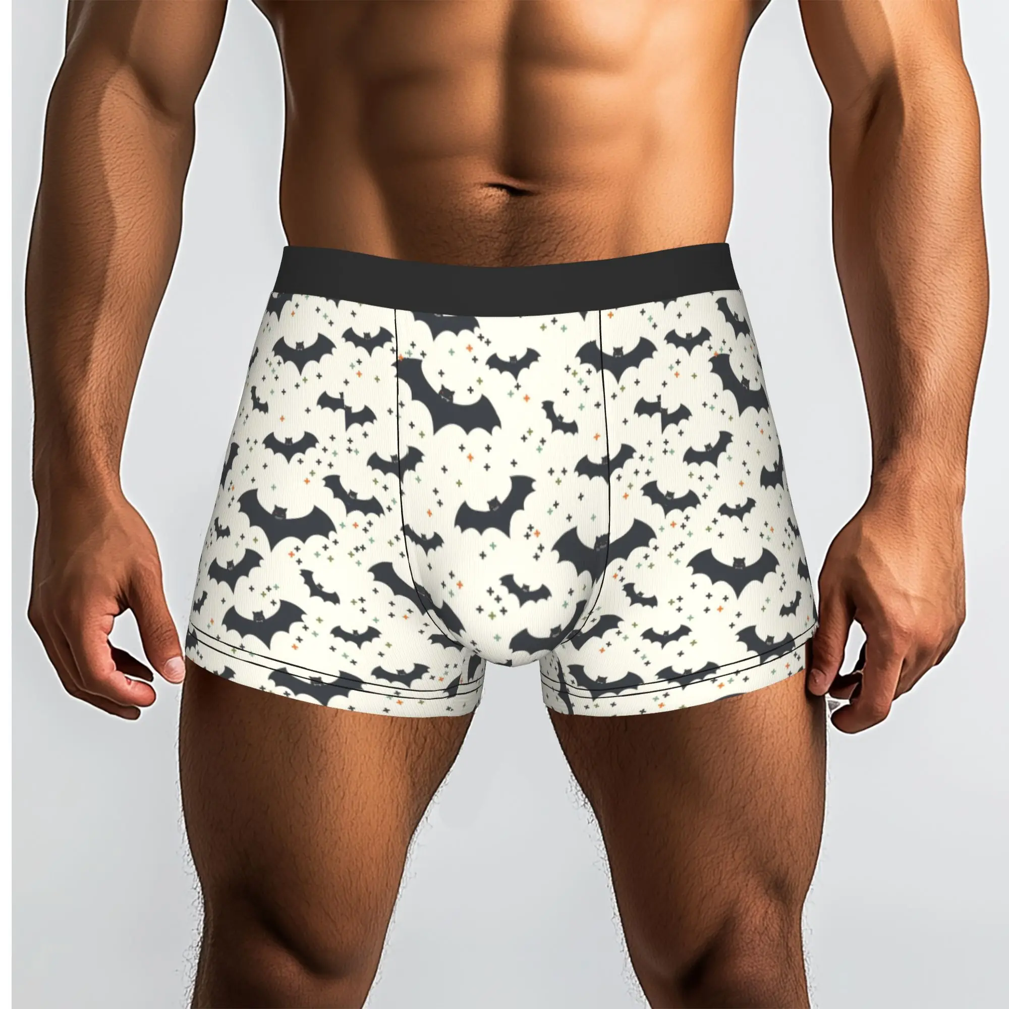 Retro Beige White Floral Texture  Underpants Homme Panties Men's Underwear Print Shorts Boxer Briefs