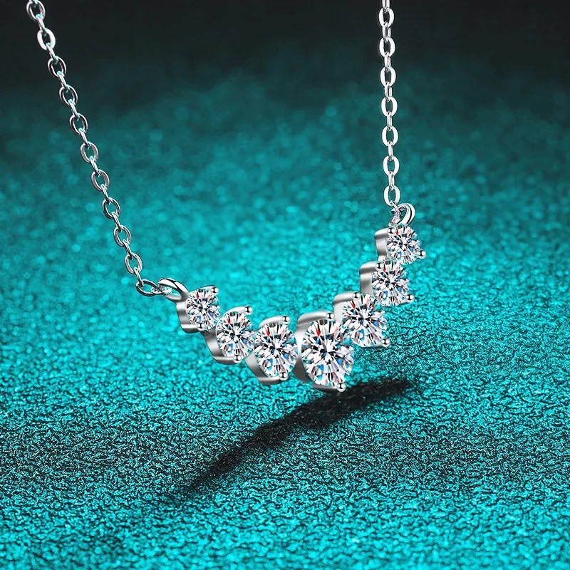 1.7ct All Moissanite Necklace for Women Smile Princesses Sparkling Diamond Pendant S925 Sterling Silver Plated  Birthday Gift