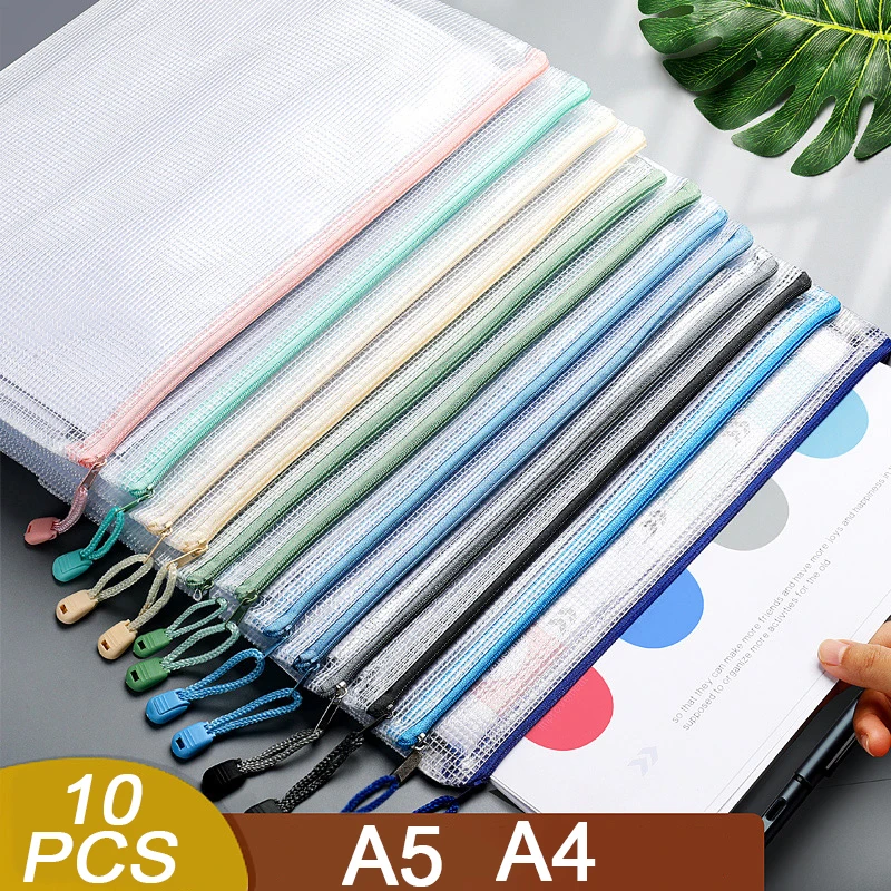 תיקי רוכסן רשת שקיות a4/a5 שקיות פלסטיק zipper ציוד משרדי בית הספר מספק נסיעות אחסון שקיות מסמכים תיק עמיד למים תיקיות קובץ zip