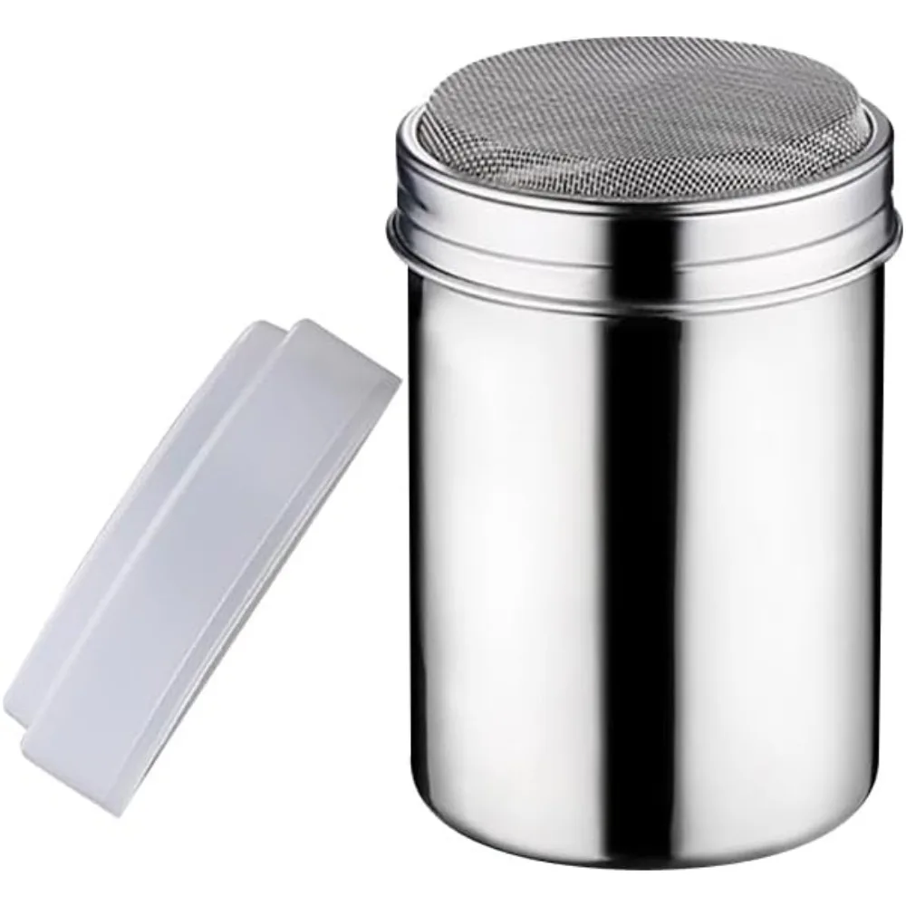 Peneira de Açúcar em Pó de Aço Inoxidável, Peneira de Temperos com Malha Fina, Peneira de Sal para Cozinha com Tampa para Cozinhar e Assar