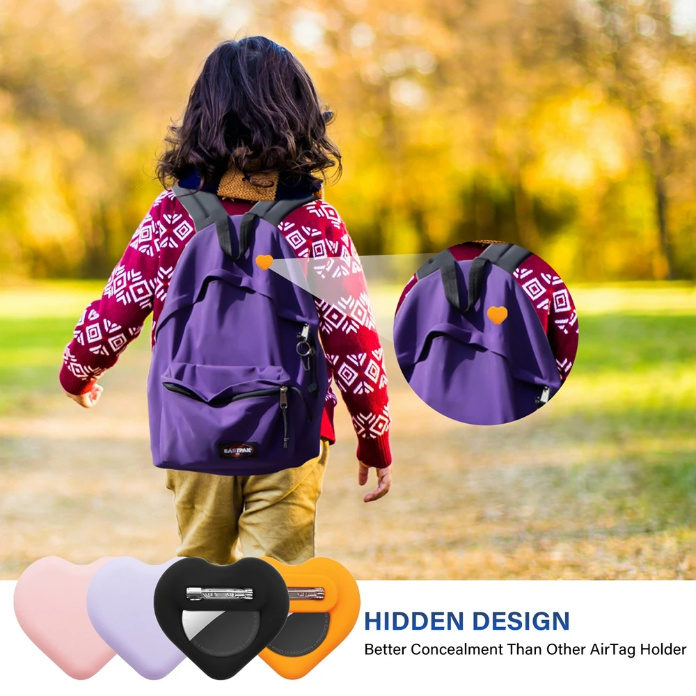 ハートブローチカバー エアタグホルダー用 隠しシリコンケース 子供、高齢者、荷物、衣類用 エアタグトラッカーアクセサリー