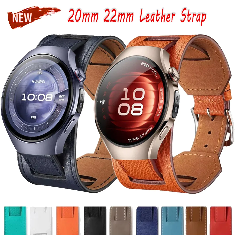 

Кожаный ремешок премиум-класса 20 мм 22 мм для Samsung Watch 4/5/6/7 40/44 мм, браслет для Huawei Watch 5-4 46 мм/GT5-4-3 Pro, 46 мм ремень