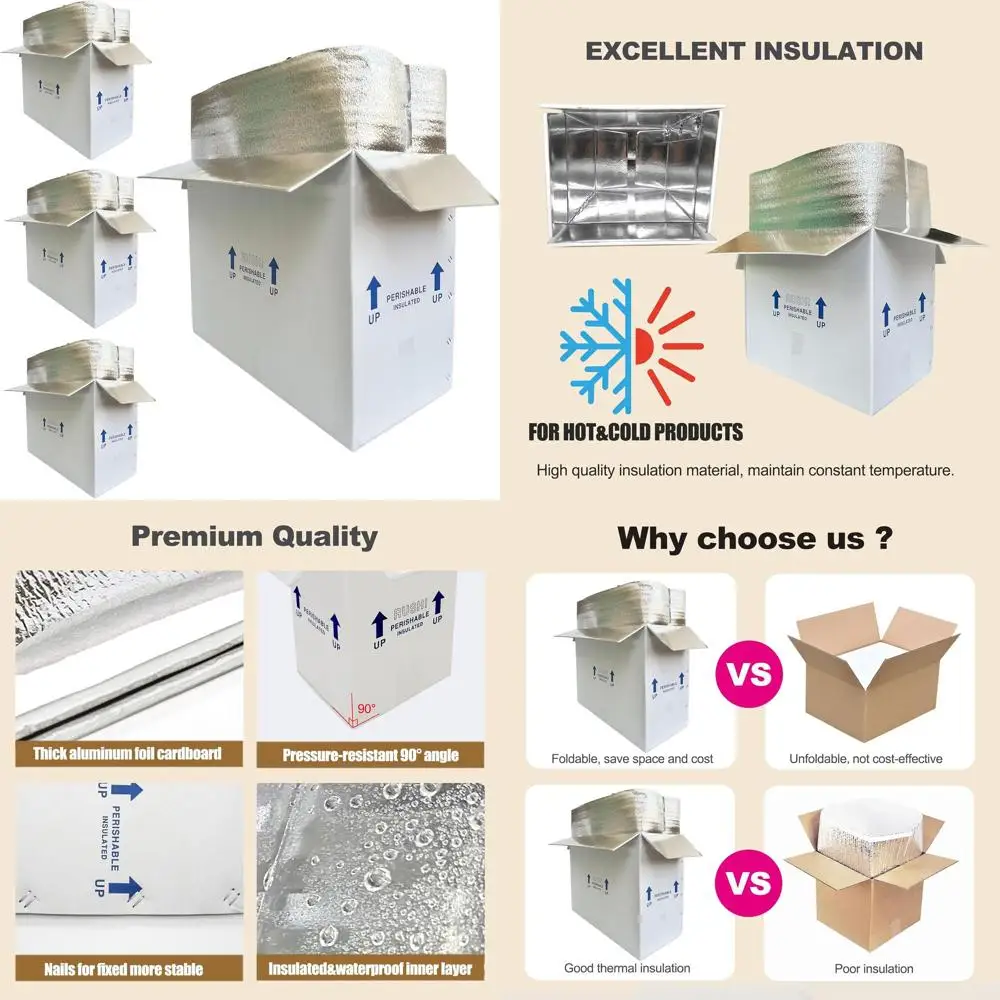 

Изолированные транспортировочные коробки из 4 штук с вкладышами из алюминиевой фольги для замороженных и промежущих предметов