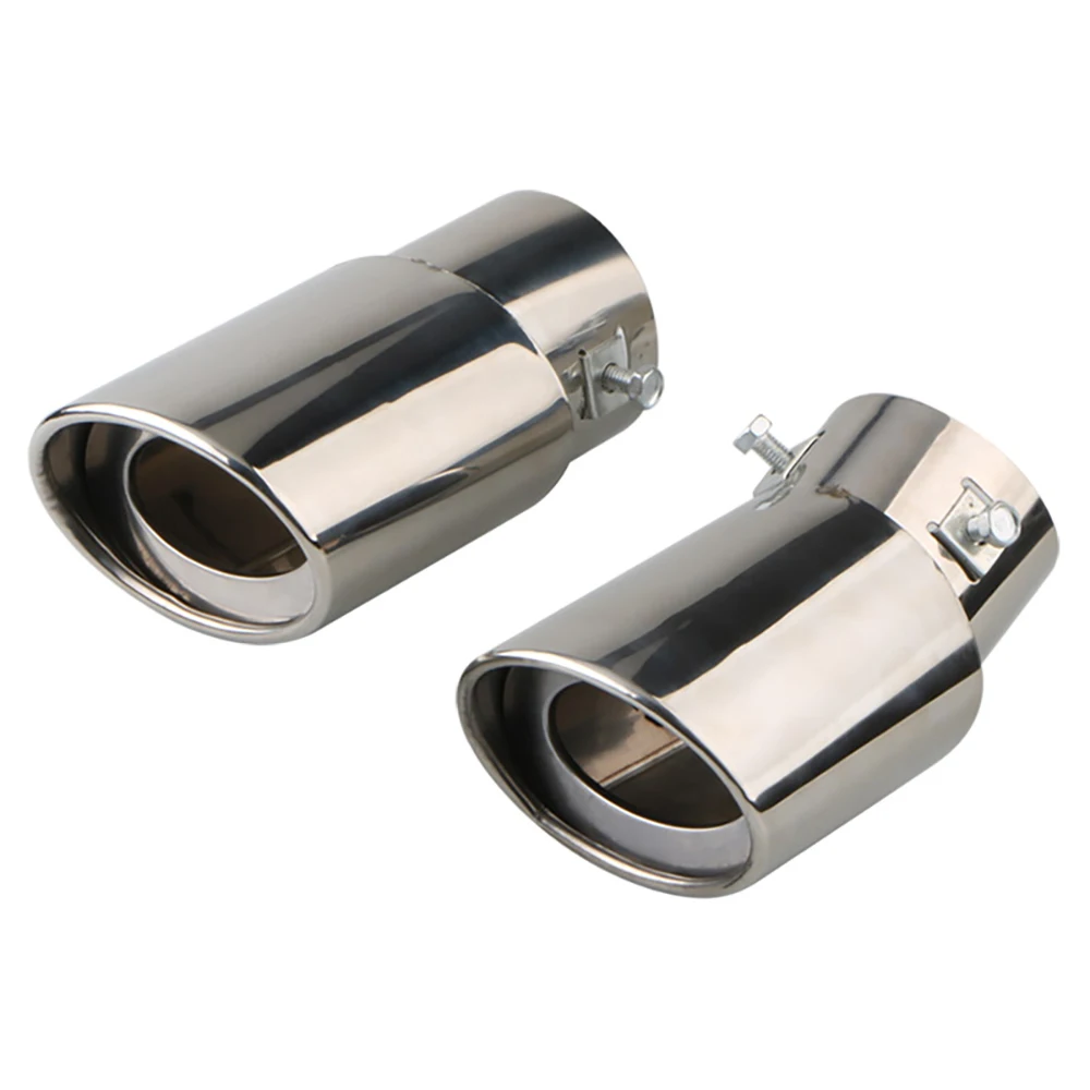 Universal Car Exhaust Tip Round Stainless Steel Muffler Tip Tail Trim Chrome Auto Exhaust Pipe Nozzle Inlet 60mm Exhaust Muffler