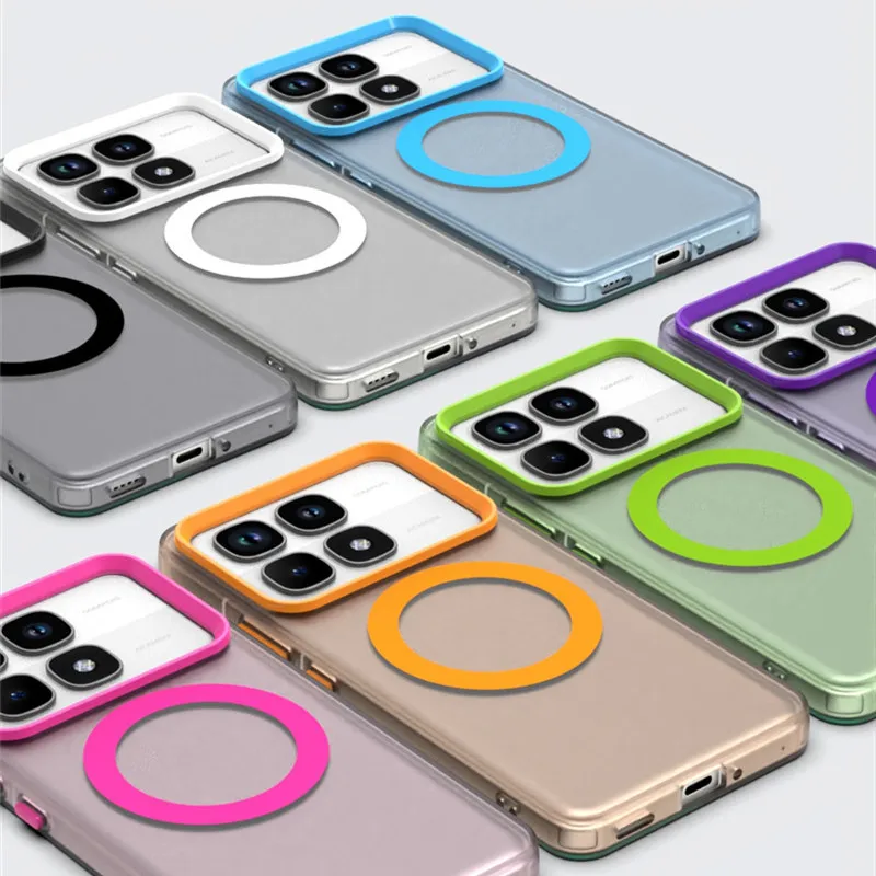 

For Xiaomi 14T Case For Xiaomi 14 14T Pro 14 Ultra Cover Translucent Candy Color Matte Magnetic Shockproof Protective Bumper