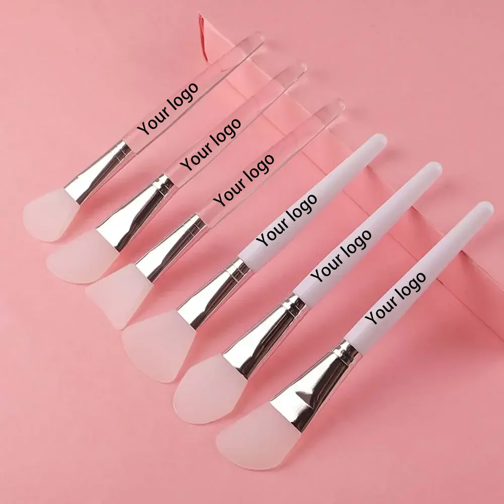 Máscara de Spa de belleza con logotipo personalizado, espátula, herramienta aplicadora de arcilla Facial, cepillo de silicona, 50 piezas