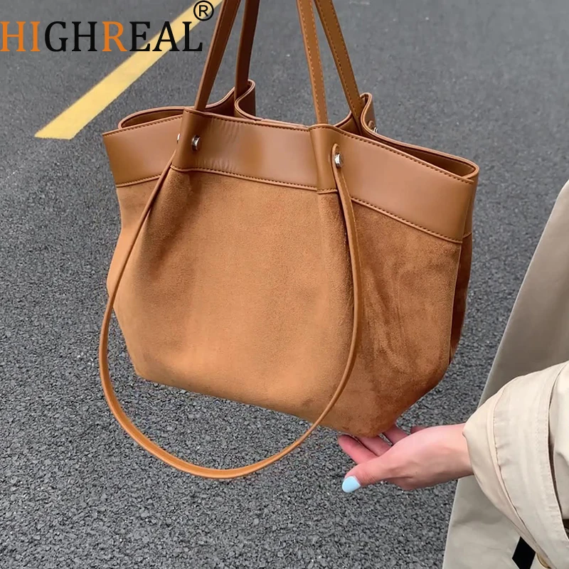 

Модный дизайн, элегантные женские сумки из искусственной замши, сумка с верхней ручкой, большая вместительная сумка через плечо для женщин, Bolsos De Mujer