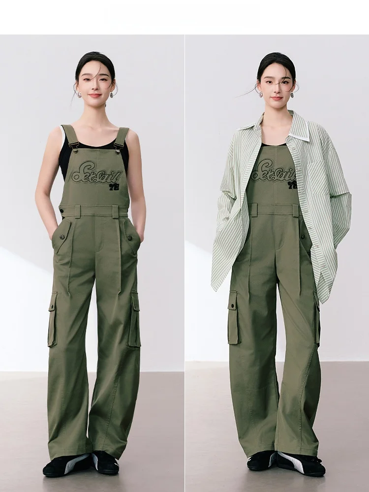 ゆったりとしたワークウェア スレオーバーオール YLLE ELLY 秋の新作 ハイウエスト ロングパンツ 通勤に便利 快適なフィット感 ワンピース