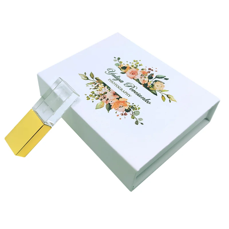Free Custom Color Printing LOGO Color Crystal USB3.0 Flash Drive and White Box 8GB 16GB 32GB 64GB 128GB