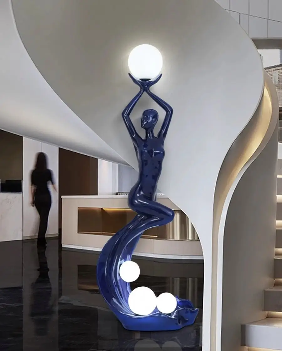 Modern LED Light Resin Humanoid Floor Lamp for Home & Hotels Direct Factory Sales with E27 Base for Living Room & Bedroom