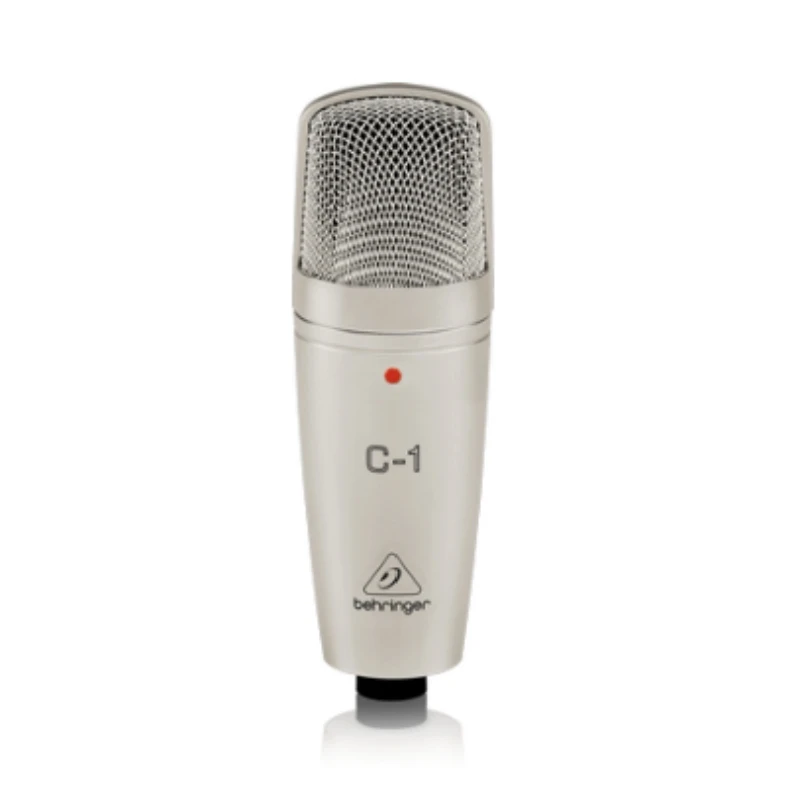 Behringer C-1 USB Studio Condenser Microphone with swivel mic stand mount for digital home recording and podcasting enthusiasts