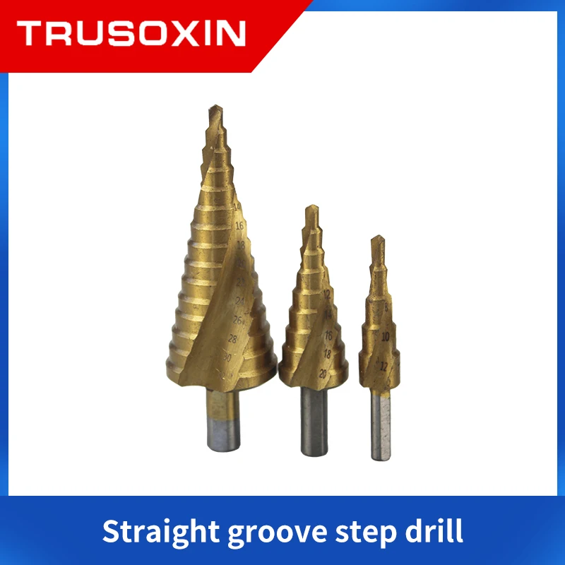 

Step Drills 3Pcs Metric Spiral Flute The Pagoda Shape Hole Cutter 4-12/20/32mm HSS Steel Cone Drill Bit Set Step Drill Bit