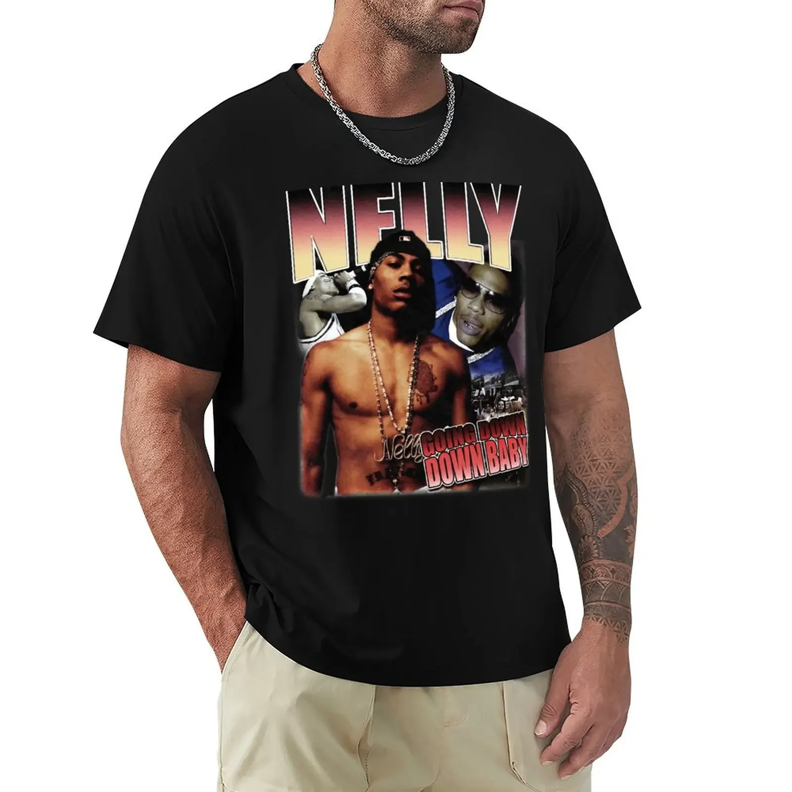 

90s Vintage Hip Hop Nelly Going Down Down Baby T-Shirt custom t shirt anime figures oversized t shirt mens designer clothes