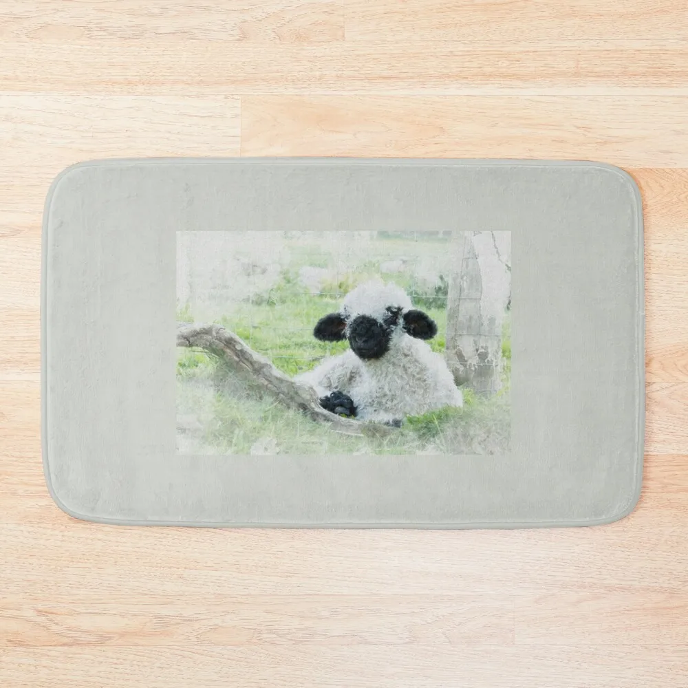

Valais Blacknose Sheep Watercolour Photograph. Bath Mat Hallway Carpet Carpets For Bathroom Bathroom Use Mat