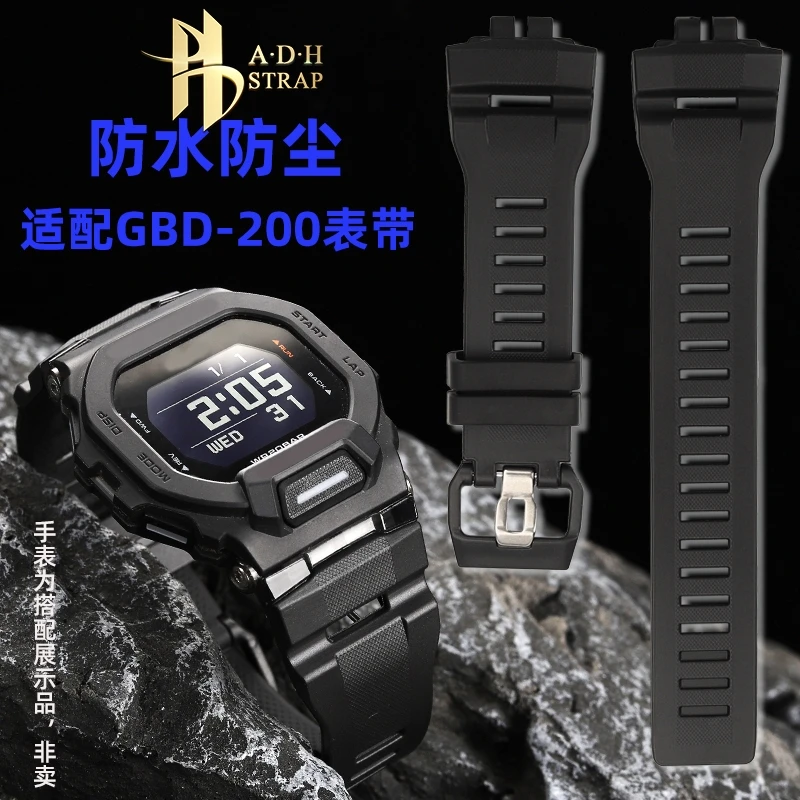 

GBD-200 Net Mans bracelet For Casio Small Square GBD-200SM GBD-200 Cat Rubber Silicone Watch Strap Men's Watchband waterproof B