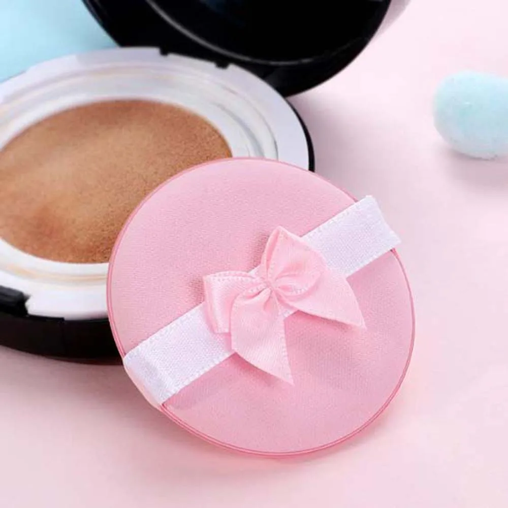2Pcs/set Fluffy Makeup Puff Soft Washable Dry Wet Use Foundation Powder Puff Bowknot Puff Set Cosmetic Puff Cosmetics