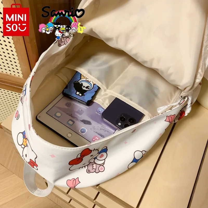 Miniso Hello Kitty Nieuwe Damesrugzak Modieuze Studentenrugzak Van Hoge Kwaliteit Cartoon Opbergrugzak Met Grote Capaciteit