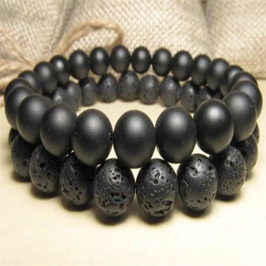 8mm Obsidian Volcanics gemstone mala beads men Bracelet Chaplet Nirvana Mala Chakra Yoga Hand tassel Bead Meditation Gemstone