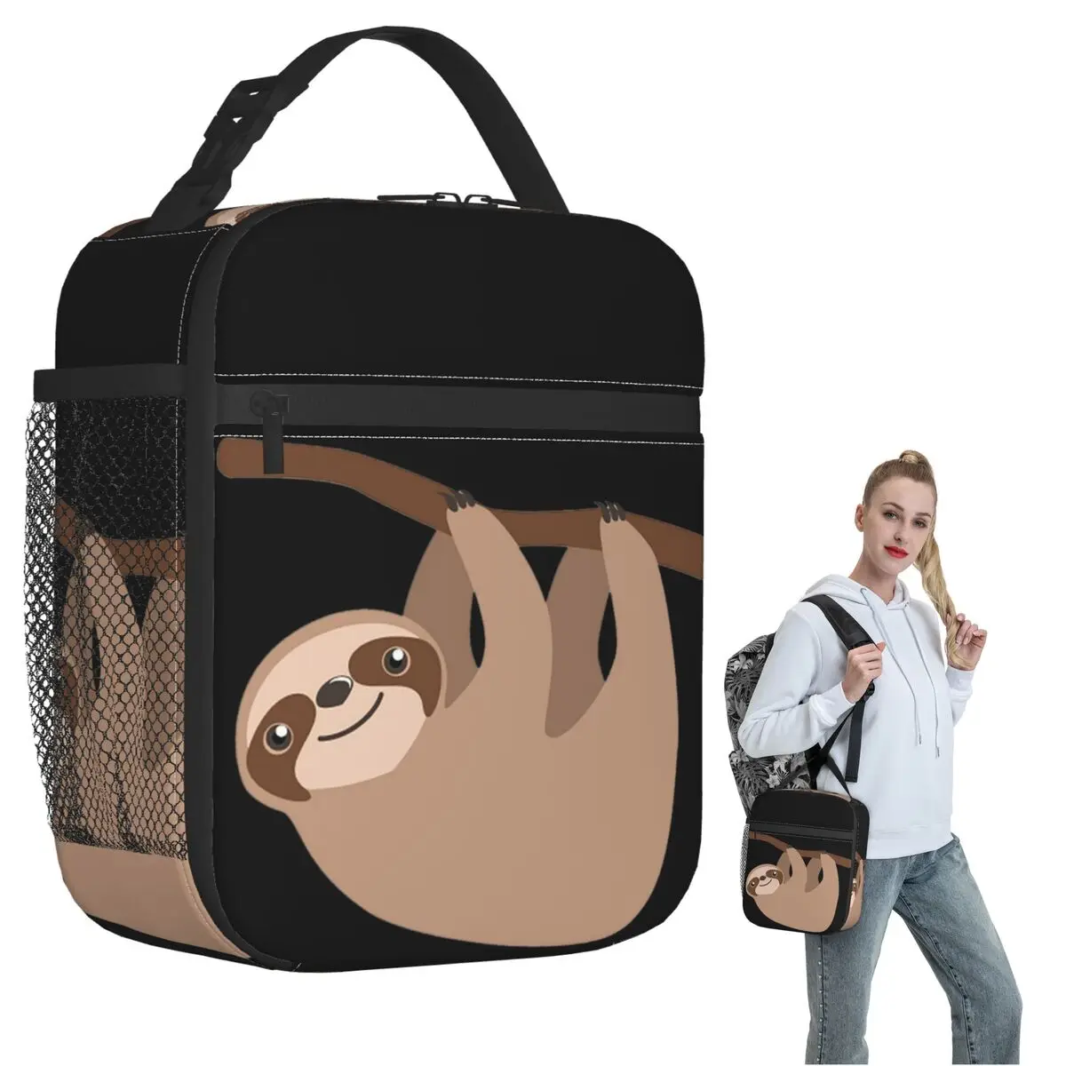 Cute Baby Cartoon Sloth Design Insulated Lunch Bag for Women Kids Portable Food Boxes Thermal Lunch Box Tote