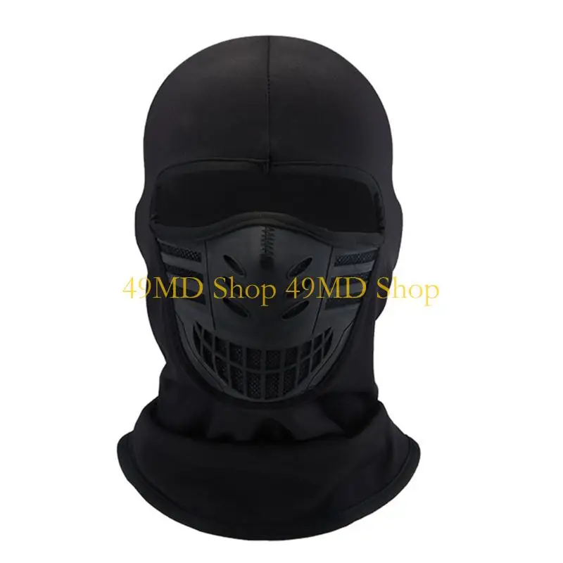49MD Full Coverage thermally Cap for Cold Weather Ride Windproof Stretch Fleece