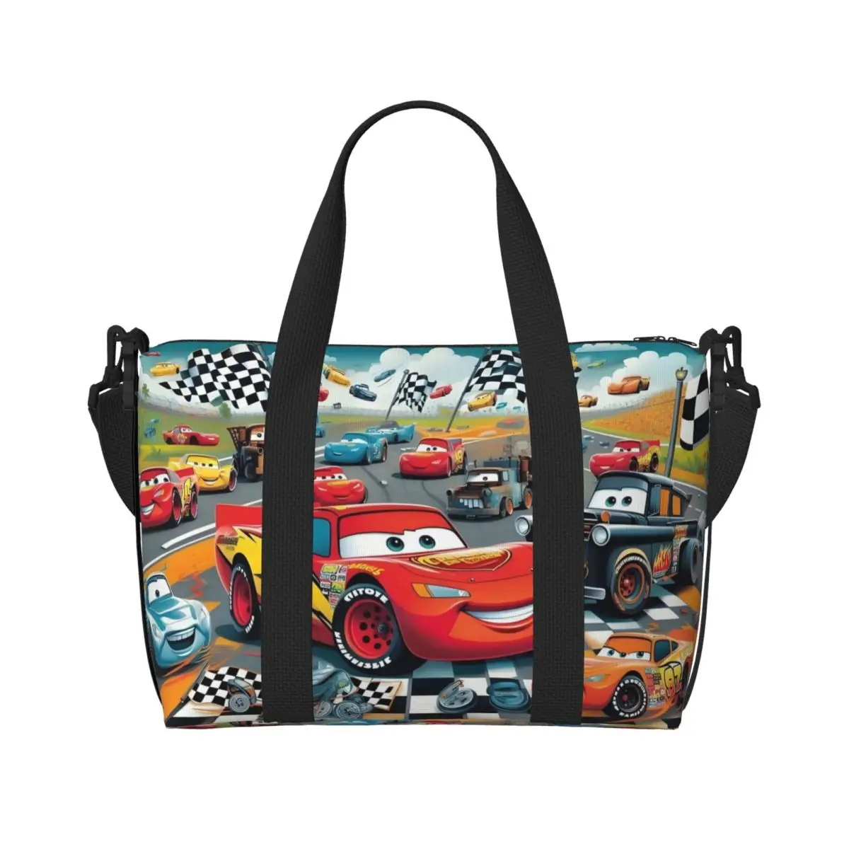

Custom Lighting McQueen Cartoon Groceries Shopping Tote Bags Women Big Capacity Cars Cute Beach Gym Travel Bags