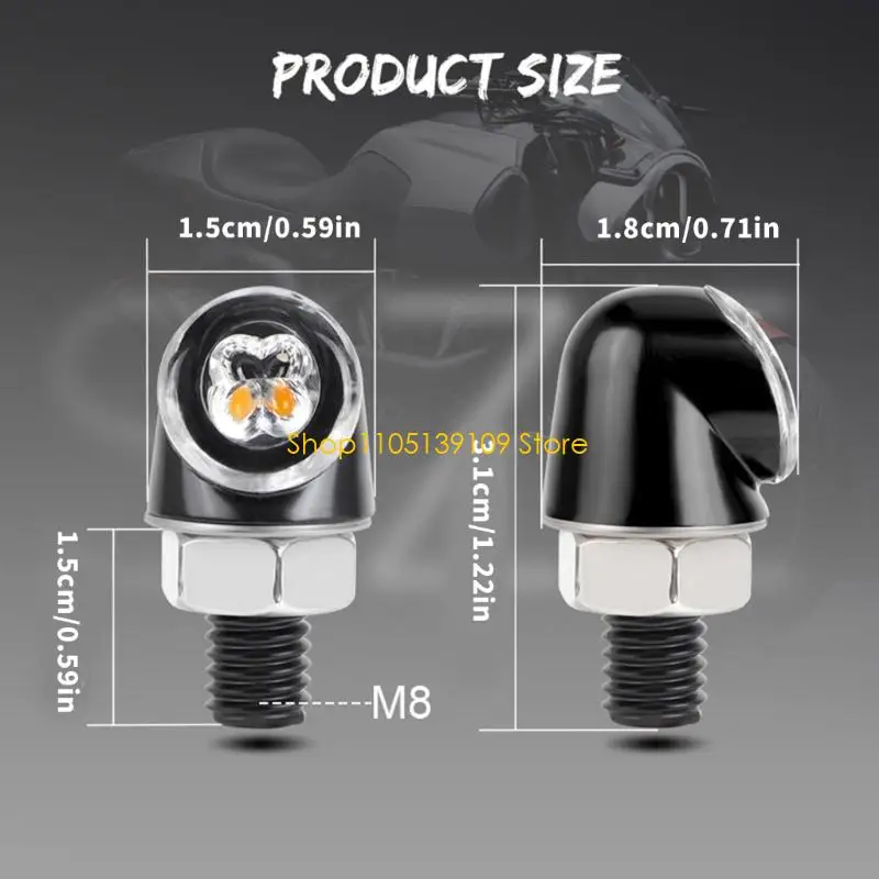 مؤشرات LED للدراجات النارية الرجعية بإطار من الألومنيوم وأضواء ذات لونين، تركيب سريع بنفسك #6