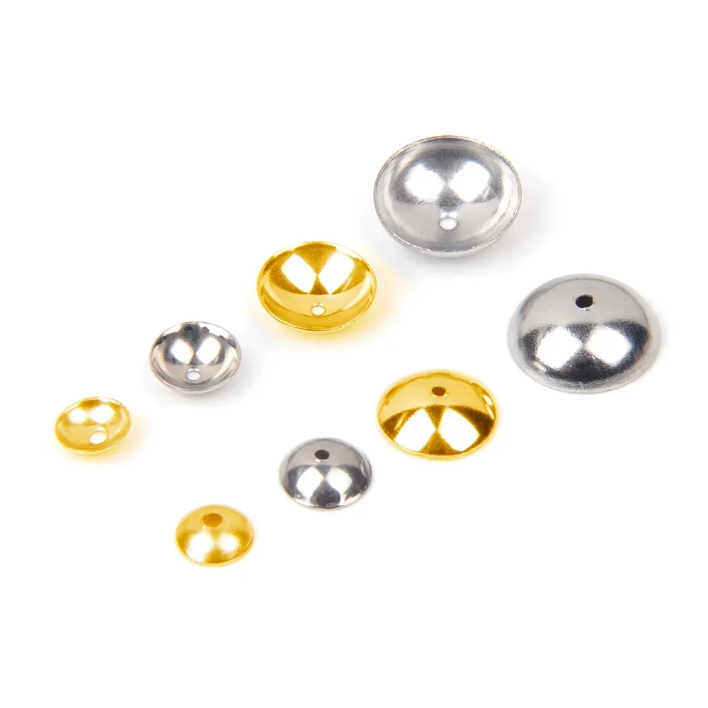 50pcs Stainless Steel Round Bead Caps 3-10mm Gold Color s Spacer Beads for Jewelry Making DIY Components Accessories Wholelsale