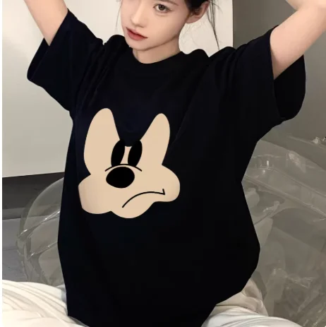 

Miniso 2026 Retro Mickey Printed Cartoon Round Neck Short-Sleeve T-Shirt Men Women Trendy Loose Leisure Style Tees Hot-selling