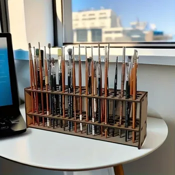 Porte-brosse en bois de qualité supérieure à 67 fentes, organisateur de bureau d'artiste Durable, rangement de crayons et de pinceaux, fournitures d'art et d'artisanat élégantes