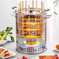 Home Skewer Grill Corn Barbecue Outdoor Smoke-free Hanging Grill Stainless Steel Grill Alcohol Charcoal