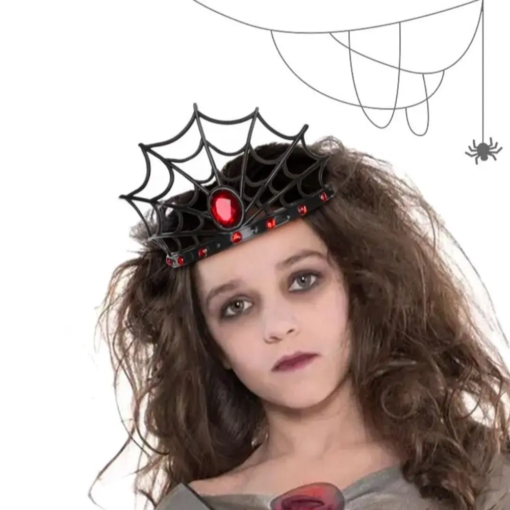 Shining Diamond Spider Queen Crown Gothic Happy Halloween Spider Web Headband Hair Ornament Cosplay Halloween Headband Costume