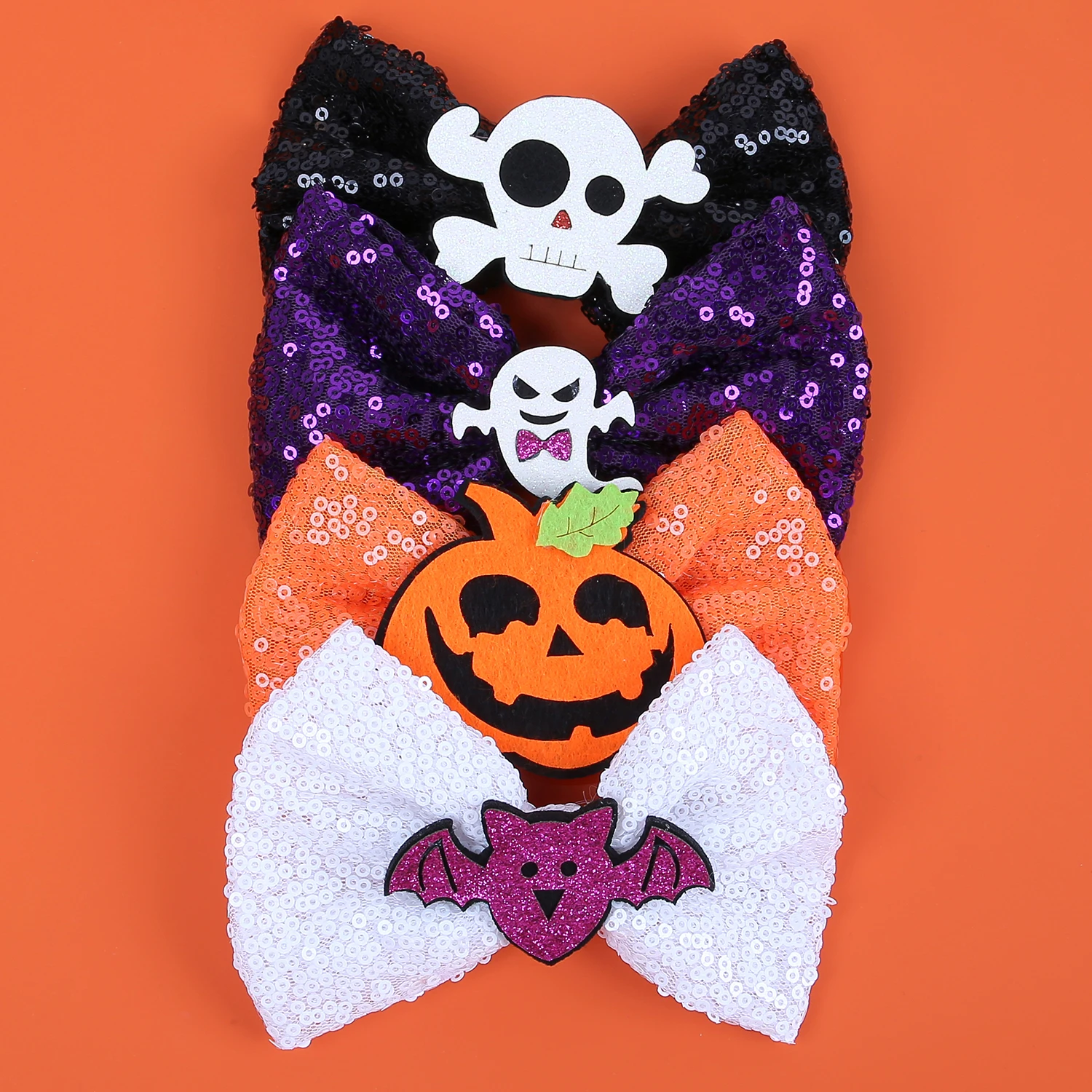 Girls Halloween Hair Clips 5inch Pumpkin Hair Bows Clips Girls Festival Demon Barrettes Clips Children Kids Hair Accessories