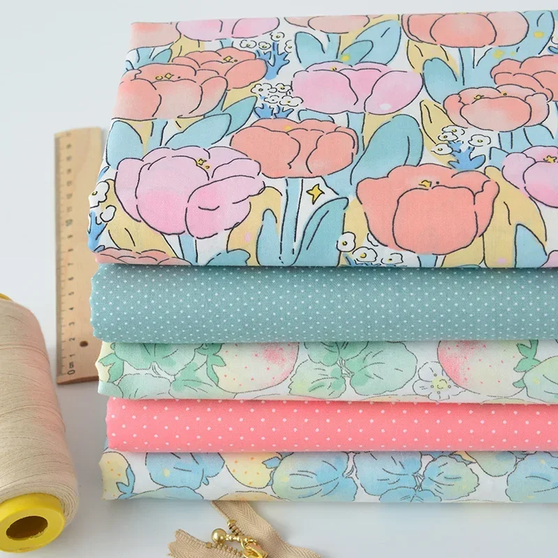 160x50cm DIY Handmade Dormitory Bed Sheet Quilt Cover Pillowcase Cyan Pink Strawberry Print Cute Dots Fabric Dyeing And Printing - view 5
