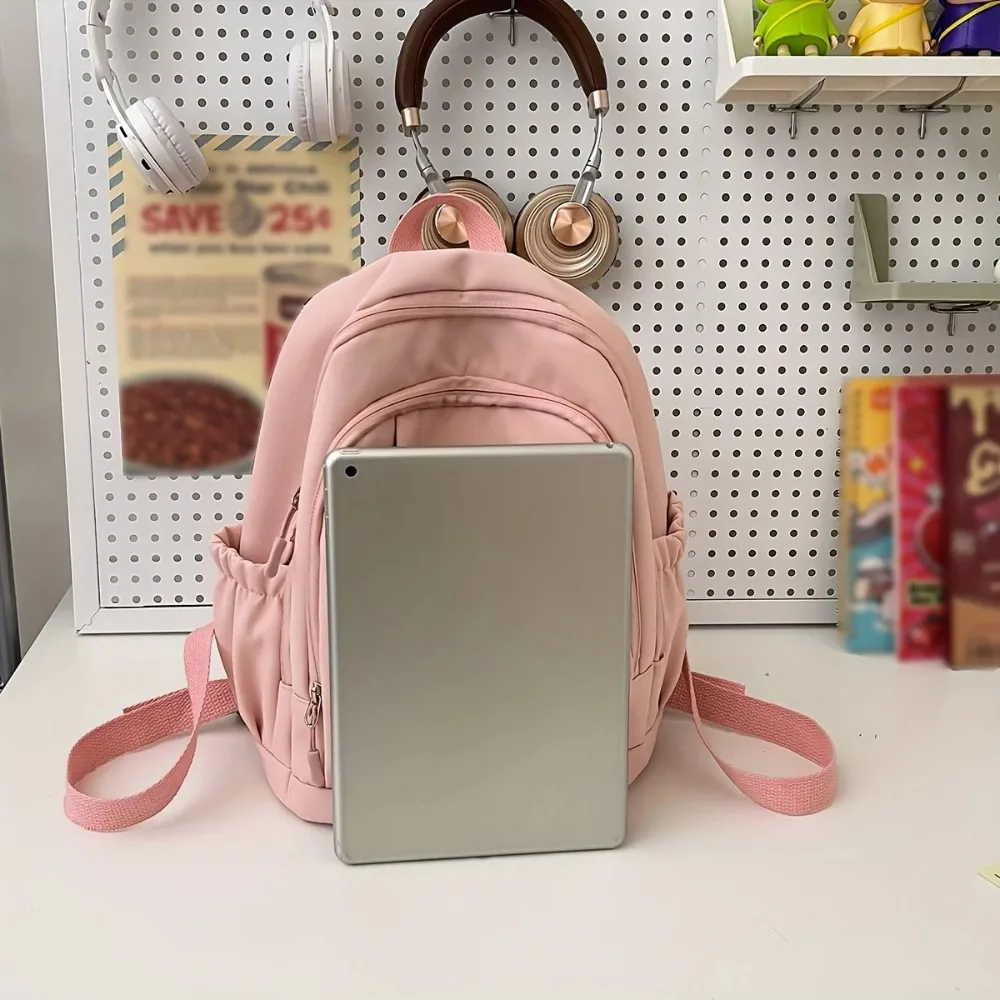 Simple กระเป๋านักเรียนขนาดเล็กความจุขนาดใหญ่กระเป๋าเป้สะพายหลังนักเรียนกันน้ําหลายช่องกระเป๋าเดินทางนักเรียน