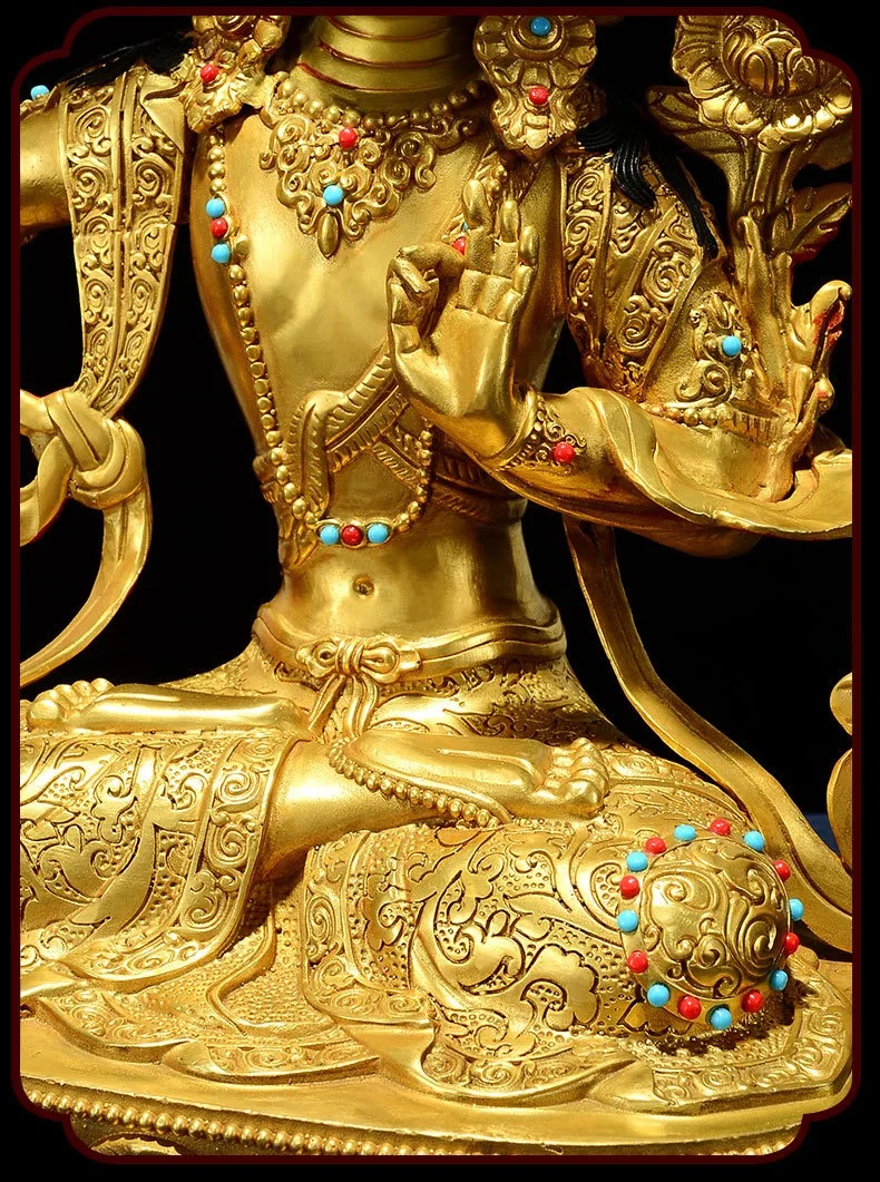 Imagem -04 - Budismo Dourado Bodhisattva e Manjusri Buda Estátua Capa Proteção Eficaz Alta Qualidade Tibete Nepal Segurança da Família Saudável