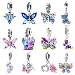 925 sterling silver Butterfly series Fit Original Pandora charm bead Charm Bracelet Necklace Trinket Diy Women Jewelry