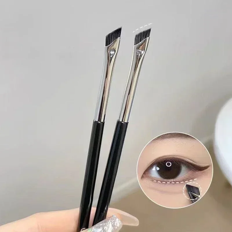 Professionele Hoekige Make-Up Borstels Sikkel Eyeliner Borstel Dubbele Kop Platte Wenkbrauw Eyeliner Contour Schoonheid Make-Up Cosmetica Tool