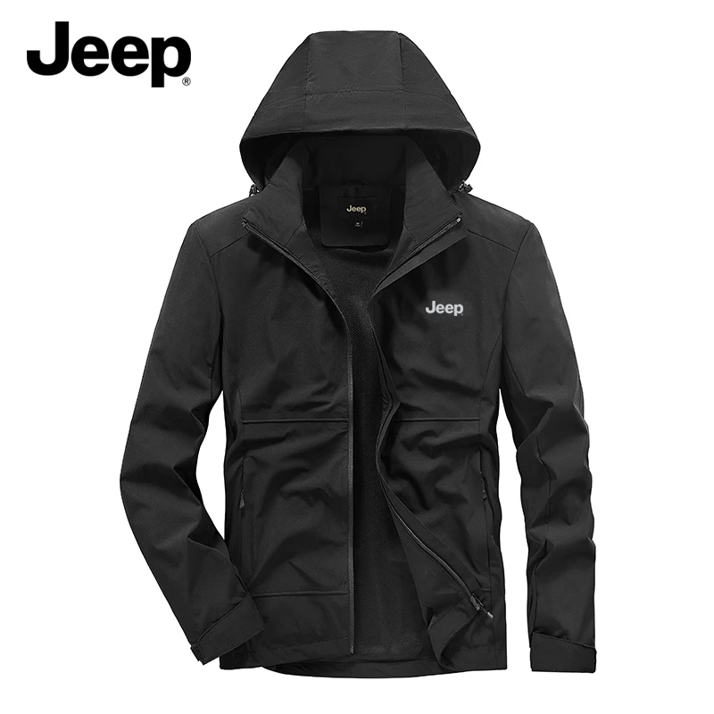 

Мужская куртка Jeep со съемным капюшоном, классическая американская функциональная куртка, с множеством карманов, ветрозащитная, для активного отдыха, весна-осень