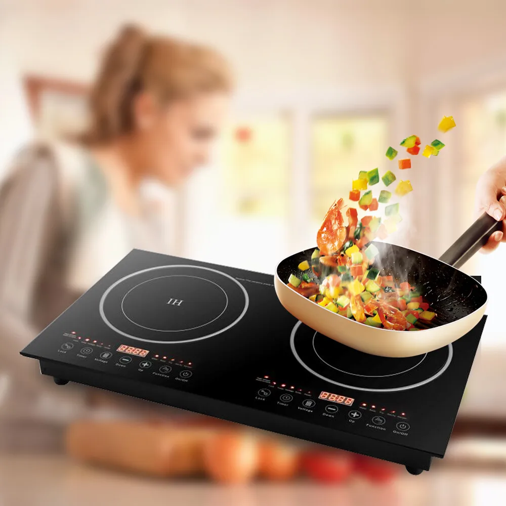 

Electric Stove Dual Induction Cooktop Counter Top 2 Burner Digital Display 2400W