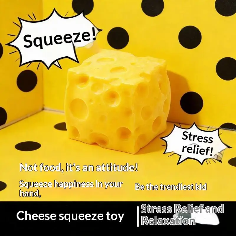 Yellow Cheese  Stress Relief Ball Slow Rebound Fidget Sensory Toy for Kids Birthday Goodie Bag Fillers