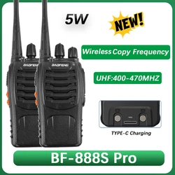 Baofeng BF-888S Pro Walkie Talkie Type USB-C Charging Wireless Frequency Copy 5W UHF 400-470MHz 16 Channels Two Way CB Ham Radio