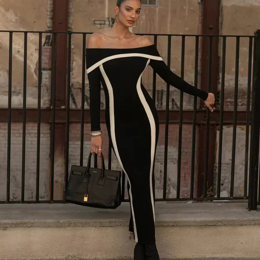 Fashion Long Sleeve Sexy Celebrity Evening Women's Sexy Bodycon Party Runway Dress