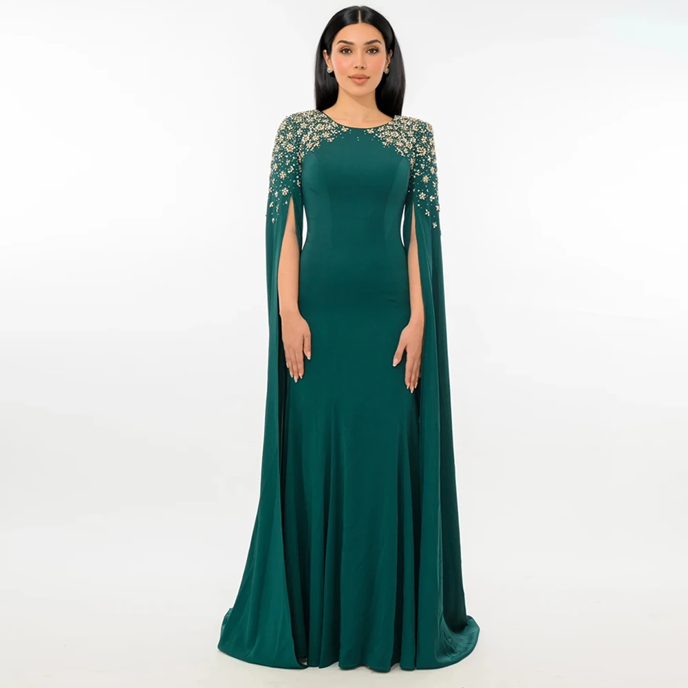 

Роскошное женское вечернее платье с кристаллами по индивидуальному заказу, длинные вечерние платья из джерси с короткими рукавами, элегантные вечерние платья русалки для выпускного вечера