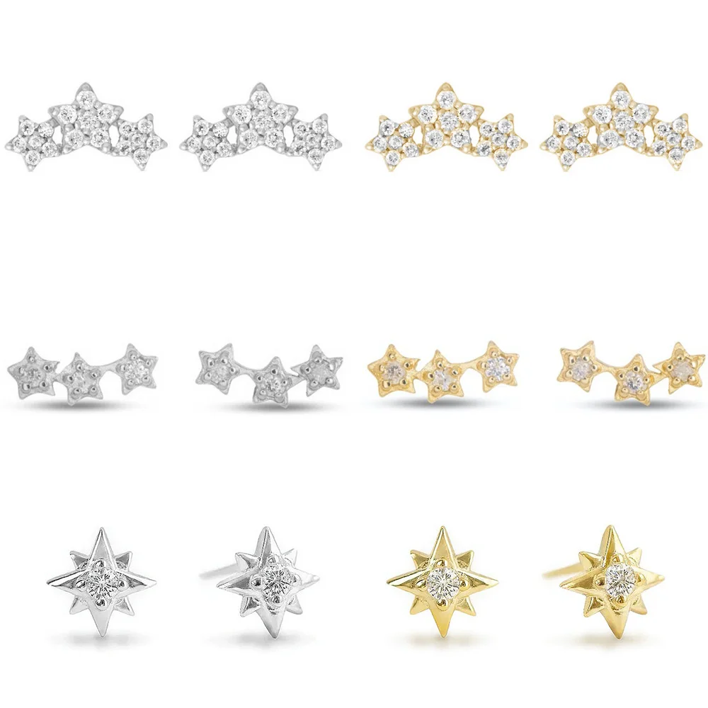 العصرية نجمة صغيرة الزنمة اللولب الأذن ثقب الفص أقراط للنساء داينتي روك الأذن الغضروف قرط الاذن المرصع مجوهرات للبنات