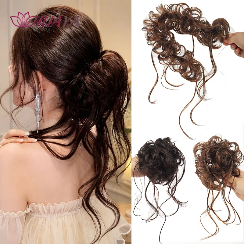 Messy Bun Claw Clip Hair Piece Fluffy Curly Synthetic Chignon Ponytail Hair Extensions for Women